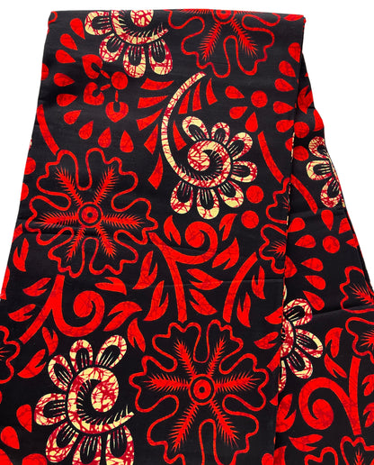 African Fabric/Ankara-Orange and Cream Color/By The Yard/KM670