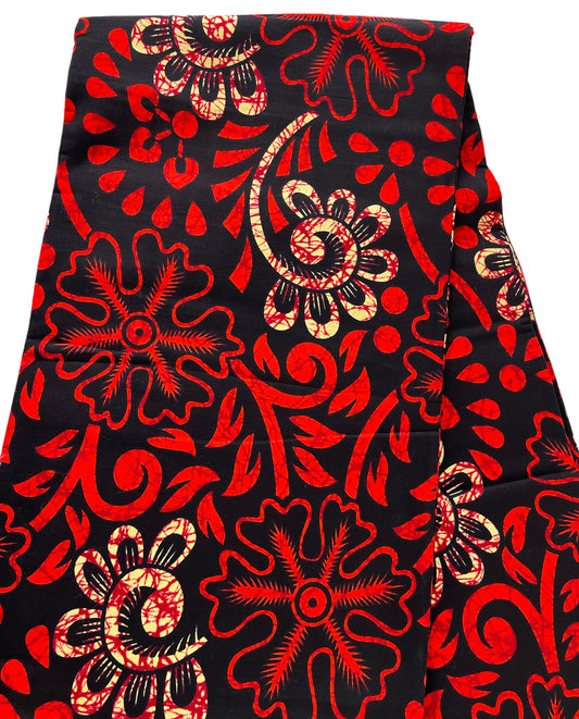 African Fabric/Ankara-Orange and Cream Color/By The Yard/KM670
