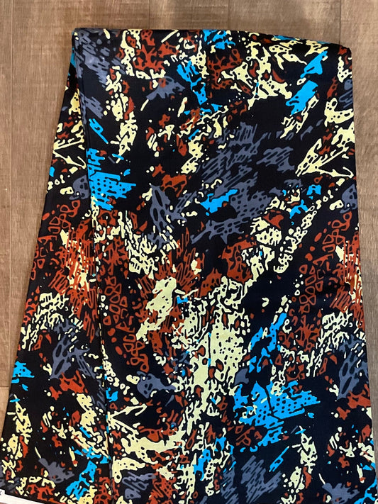 African fabric/Ankara fabric/Ankara fabric/KM109/African Print/African Wax/Brown,Blue and Cream Ankara
