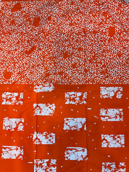 African fabric/Ankara fabric/Ankara fabric/KM109/African Print/African Wax/Orange and White Ankara