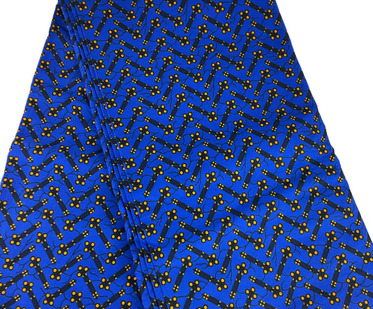 Blue Black African Ankara Fabric 6 Yards/Fabric Per Yard/KM57B/
