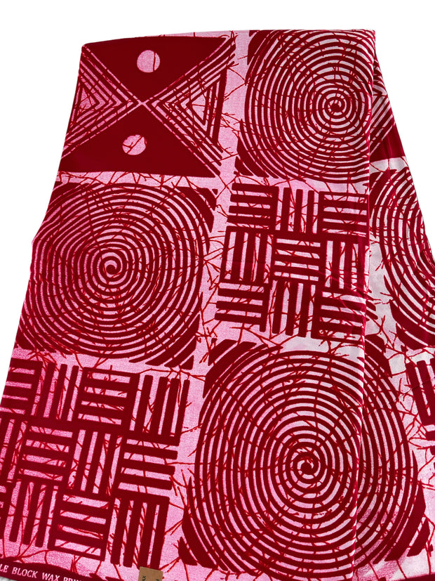 Red and White African fabric/Ankara fabric/African Wax Print/KM104