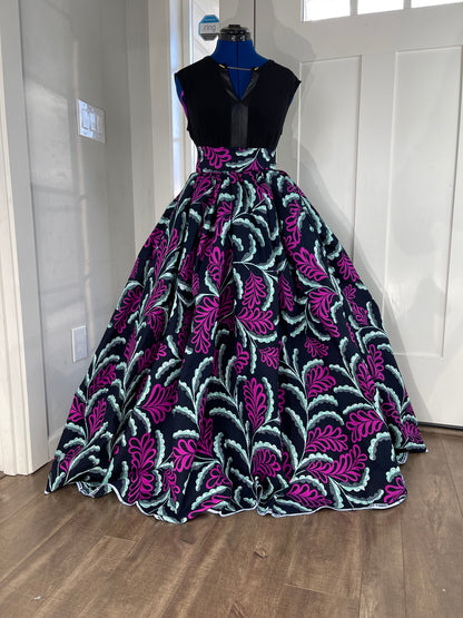 White and Pink Floral African Skirt/African Clothing For Women/Ankara Skirt.QT4