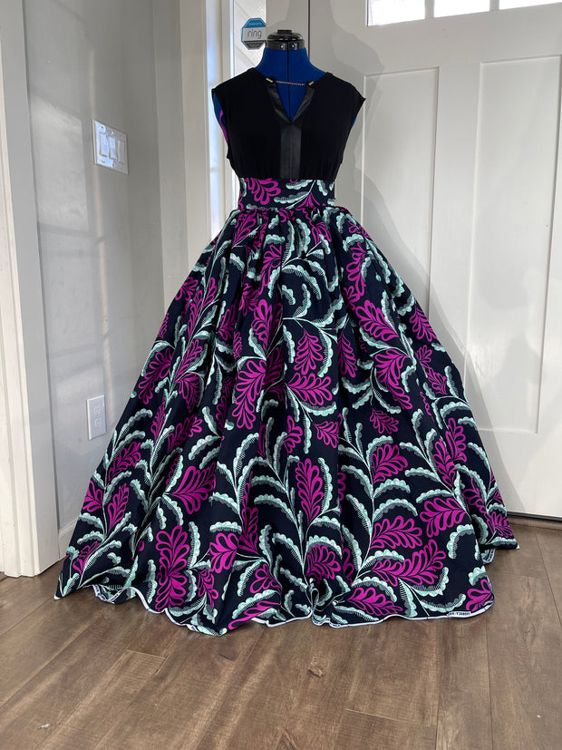 White and Pink Floral African Skirt/African Clothing For Women/Ankara Skirt.QT4