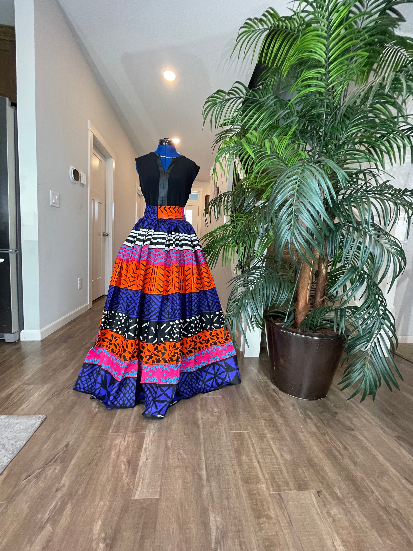 African Skirt/Ankara Skirt/Pink Orange And Blue Skirt/African Clothing.
