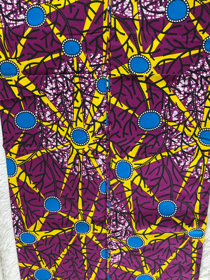 African fabric/Ankara fabric/ Danshiki/Danshiki fabric/African print/Ankara fabric for dress/ Burgundy,Blue and Yellow African Fabric.