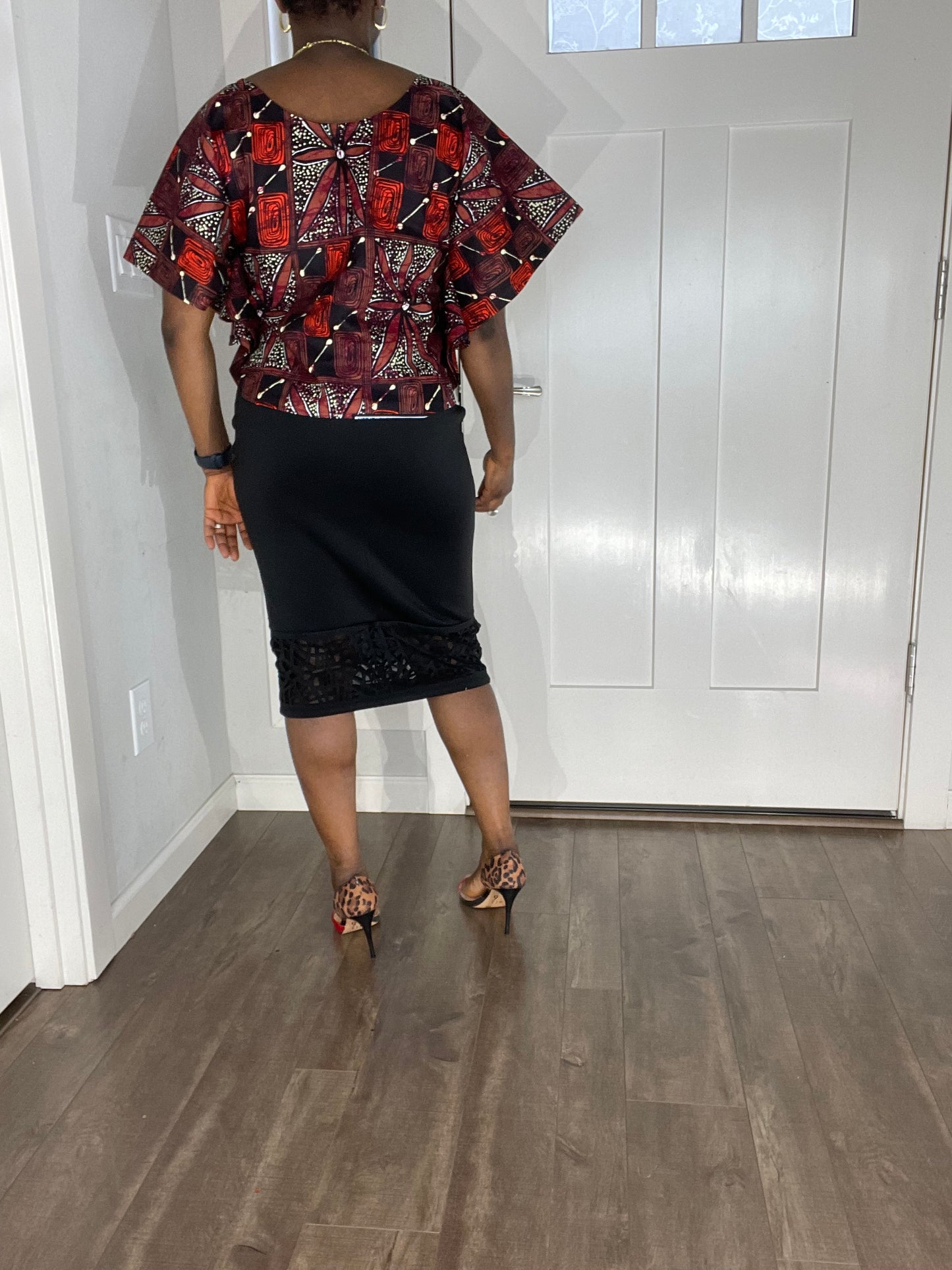 African Blouse/Ankara Top-Brown and Black Color/Elegant Blouse