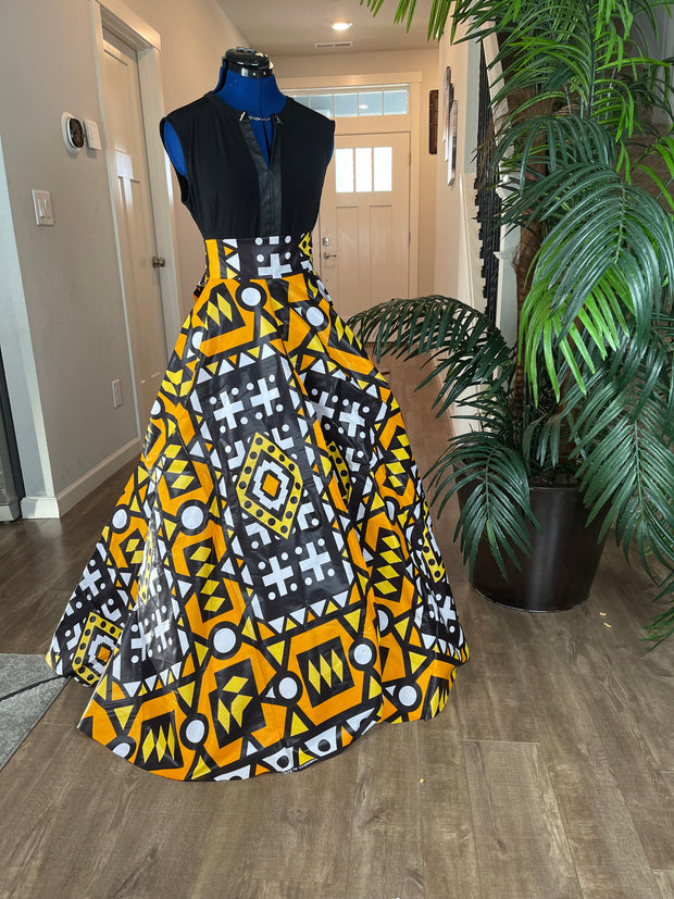 Orange Black and White African Skirt/African Clothing For Women/Ankara Skirt.QT16