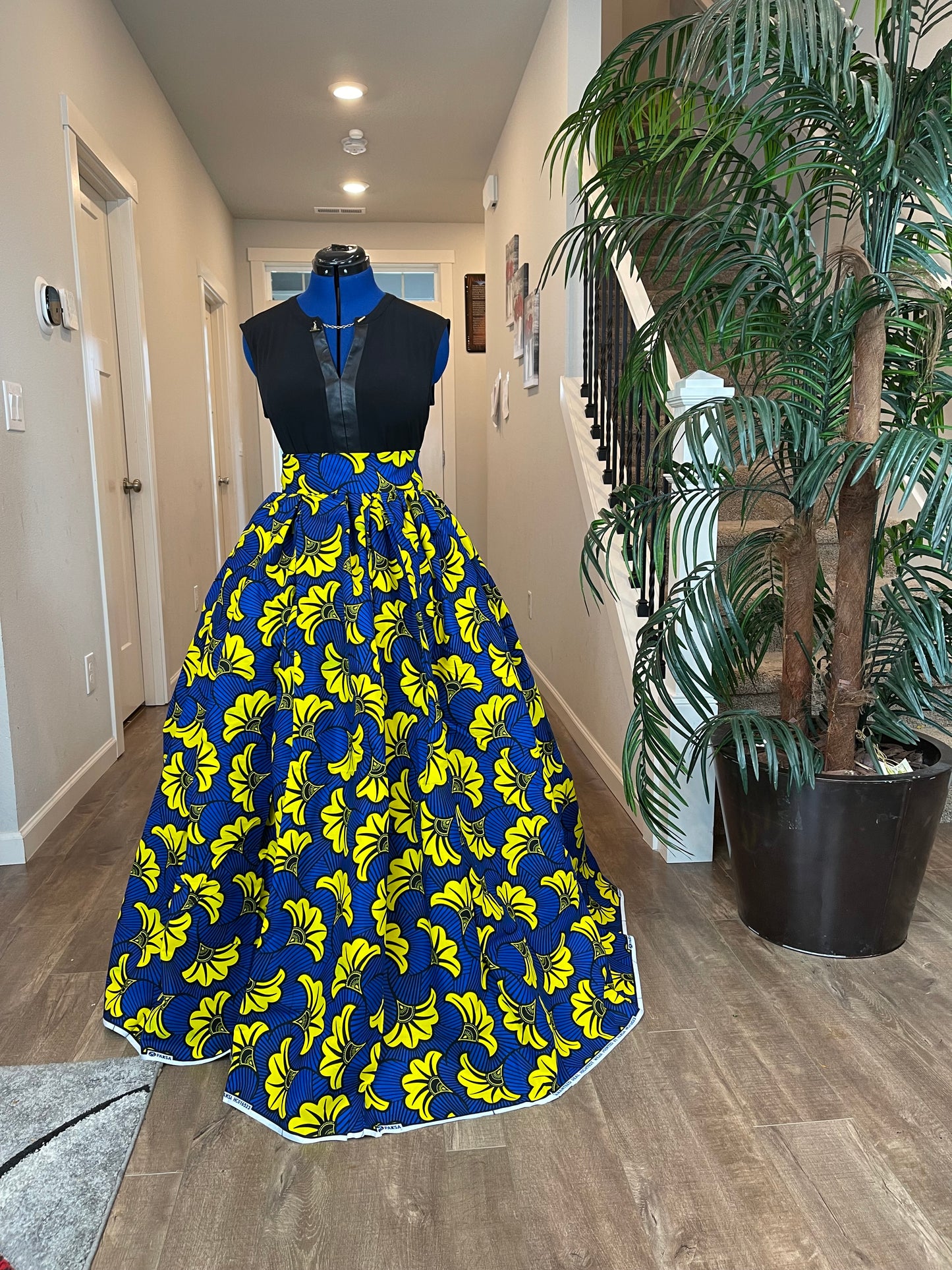 Blue and Yellow Floral African Skirt/Ankara Skirt/Boho Skirt/African wears