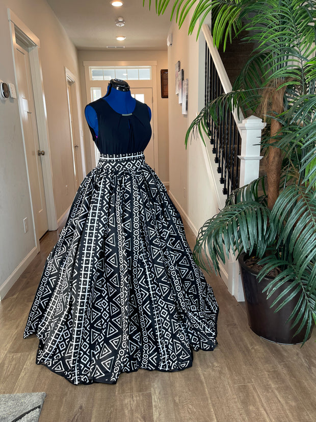 White and Black African Skirt/African Clothing For Women/Ankara Skirt.QT16