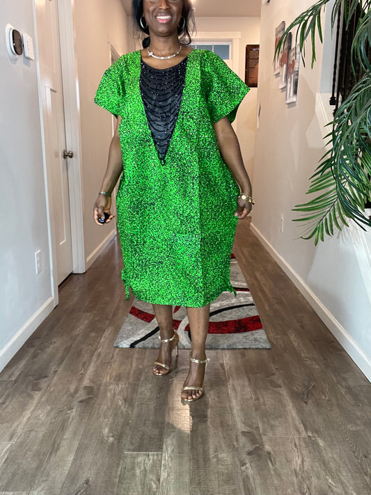 Green African Dress/Ankara dress/100% Cotton/