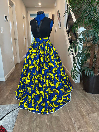 Blue and Yellow Floral African Skirt/Ankara Skirt/Boho Skirt/African wears