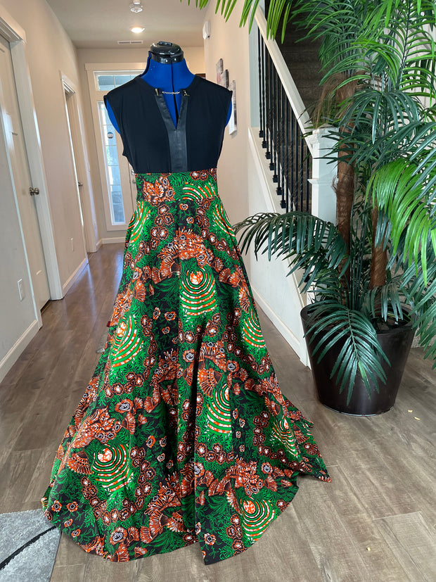 Green and Red Floral African Skirt/African Clothing For Women/Ankara Skirt.QT15