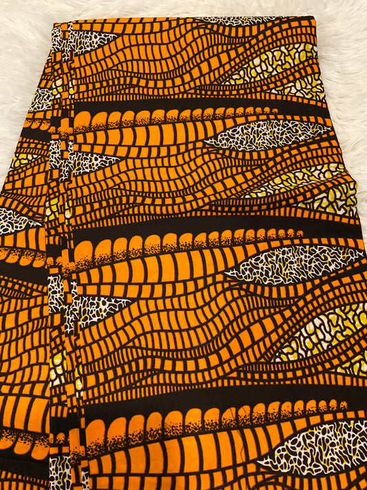 African fabric/Ankara fabric/ Danshiki/Danshiki fabric/African print/Ankara fabric for dress/ African textile for crafts/African Print/KM57/Orange and brown African Fabrics