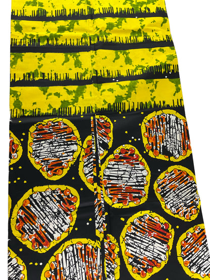 African fabric/Ankara-Yellow and Black Color/Ankara fabric for dress/African Print/KM57/100% Cotton Fabric
