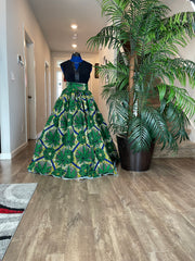 Green and White African Skirt/African Clothing For Women/Ankara Skirt.QT11