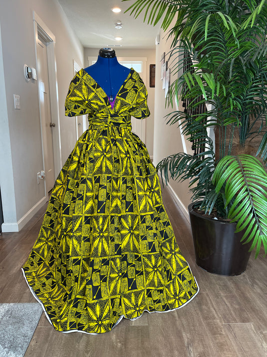 (African clothing maxi dress/African fashion dress for women/African women clothing/African women full flare maxi dress with two pockets WP907