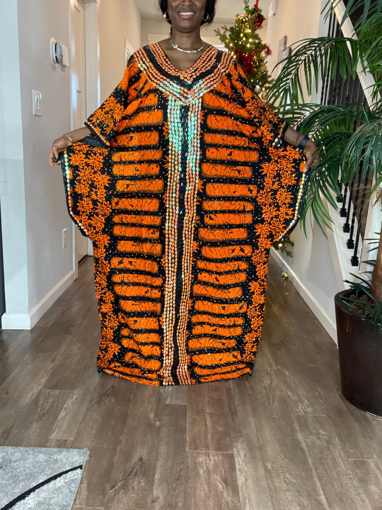 African Dress /Ankara Dress With Embellished Sequins/Boubou/Kaftan