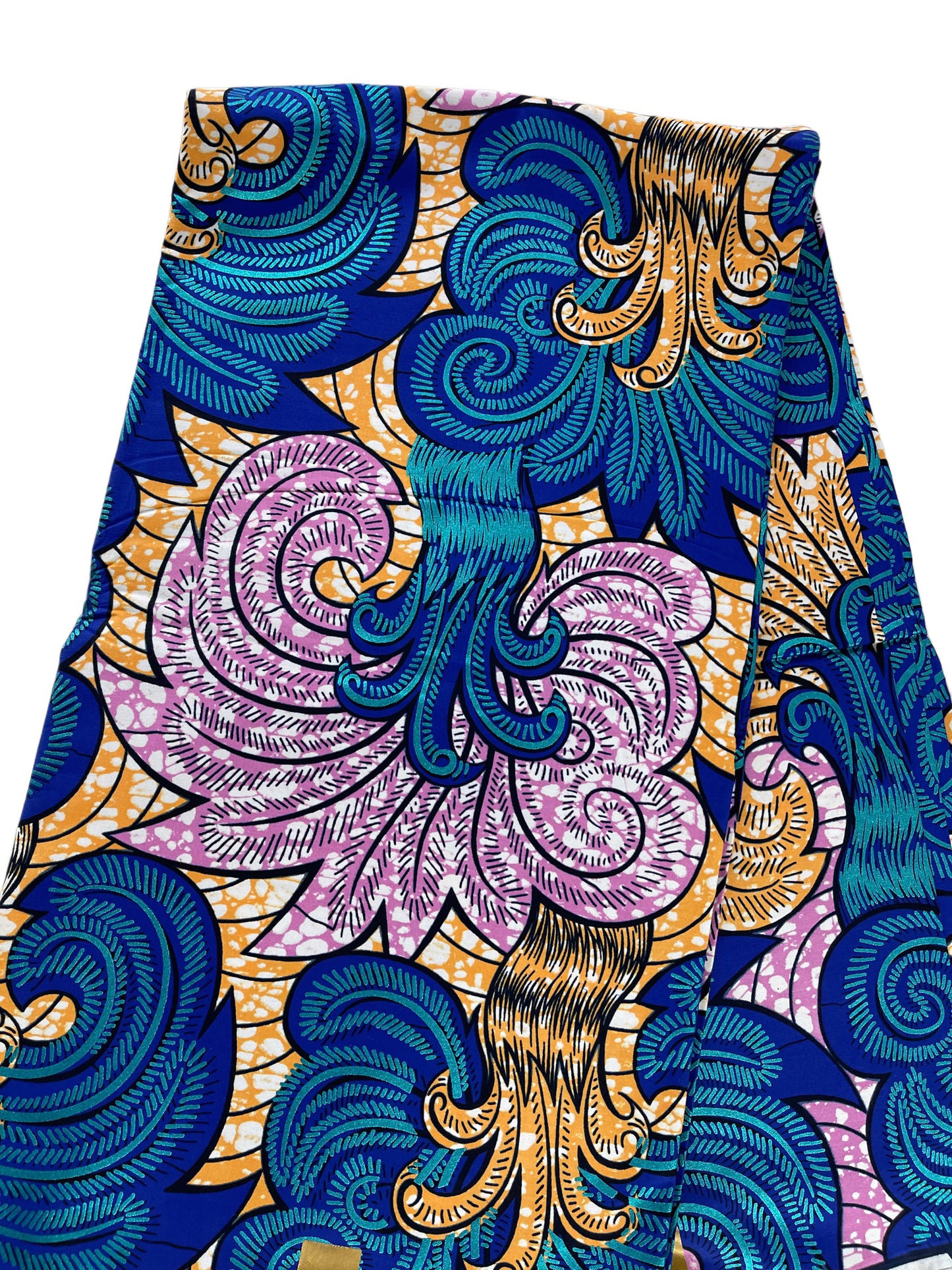 African fabric/Ankara-Blue Pink Gold Color/African Clothing/AK01