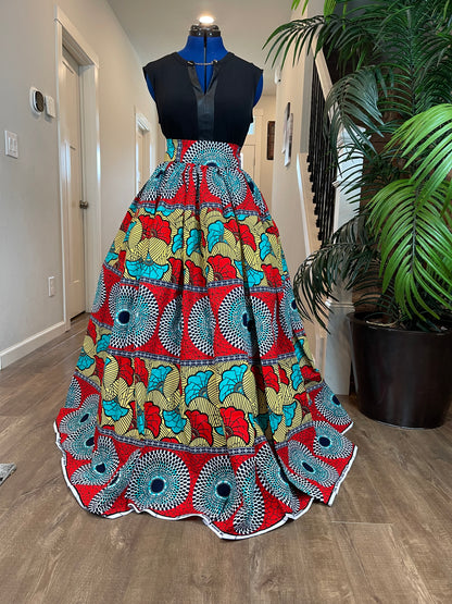 Green Orange Teal Circles African Skirt/Ankara Skirt/African Skirt For Women/African Clothing/VA12