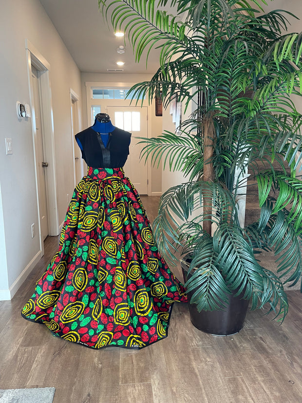 Green and Red African Skirt/African Clothing For Women/Ankara Skirt.QT8