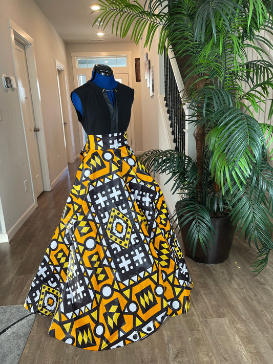 Orange Black and White African Skirt/African Clothing For Women/Ankara Skirt.QT16