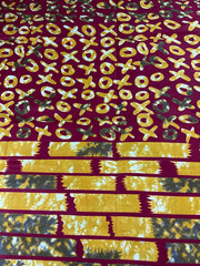 African fabric/Ankara fabric/ Danshiki/Danshiki fabric/African print/Ankara fabric for dress/ African textile for crafts/African print for sewing/KM10/Wine and Gold African Fabric