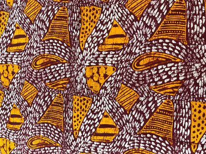 African Fabric/Ankara-Wine and Gold Color/African Wax Print/KM671