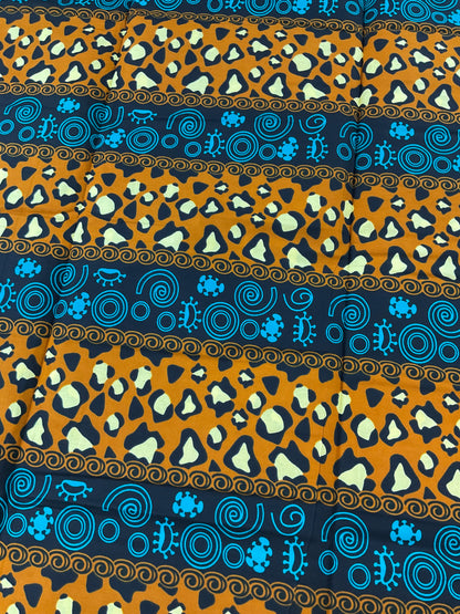 African fabric/Ankara fabric/Ankara fabric/KM109/African Print/African Wax/Teal and Brown Ankara