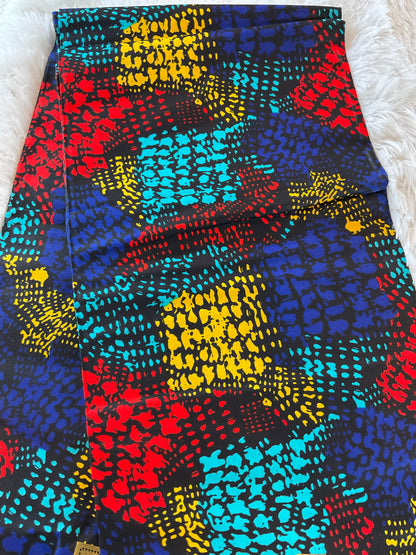 African fabric/Ankara fabric/Ankara fabric/KM109/African Print/African Wax/Blue and Yellow Ankara