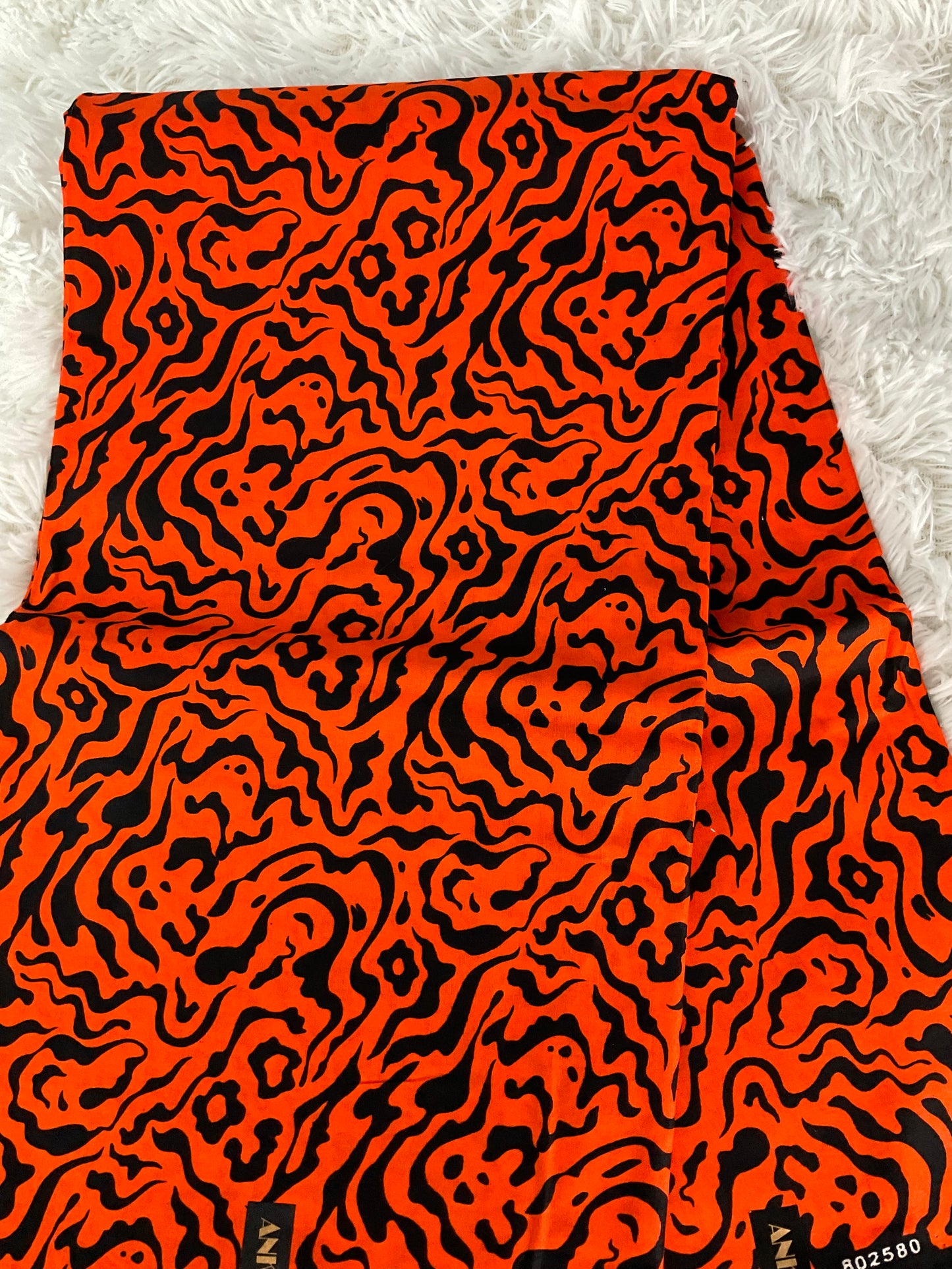 Ankara fabric/African fabric/Ankara fabric/Danshiki fabric/African print/Ankara fabric for dress/ African textile for crafts/Orange and Black Ankara/KM72