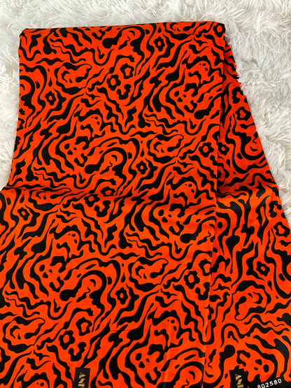 Ankara fabric/African fabric/Ankara fabric/Danshiki fabric/African print/Ankara fabric for dress/ African textile for crafts/Orange and Black Ankara/KM72
