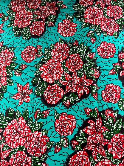 African fabric/Ankara fabric/ Danshiki/Danshiki fabric/African print/Ankara fabric for dress/ African textile for crafts/African Print/KM57/African Fabrics/Teal and Orange Fabric