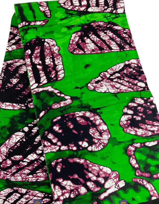 African Fabric/Ankara-Green Brown White Color/ African wax/MK135/