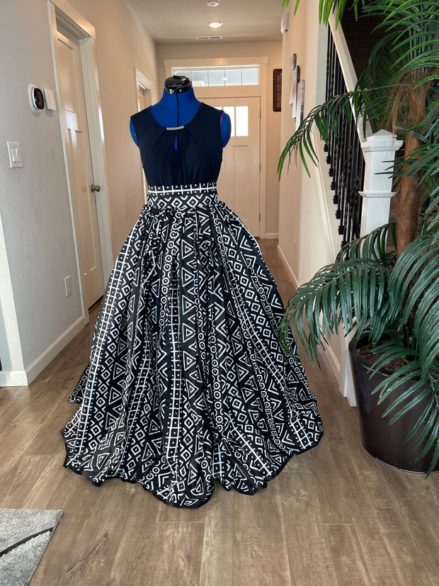White and Black African Skirt/African Clothing For Women/Ankara Skirt.QT16