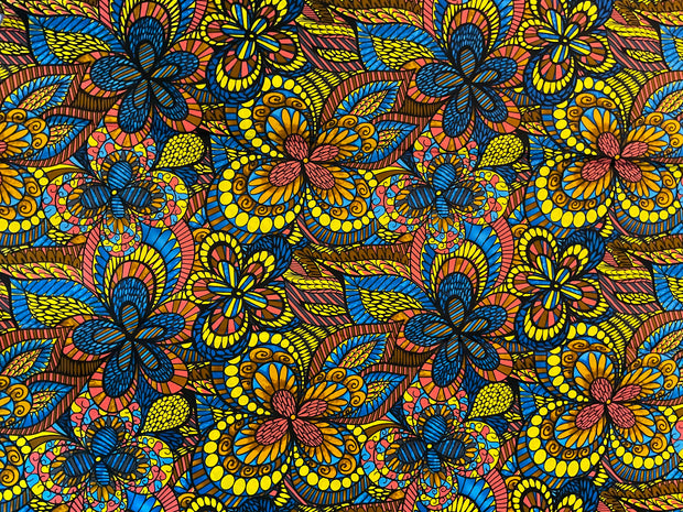 African fabric Ankara fabric/African wax print/Yellow and Blue Fabric