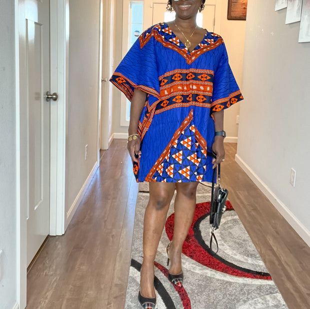 African dress/Ankara dress/Blue and Orange Ankara Dress/Wedding Guest African dress/Plus size African dress/African formal dress/African dress sh