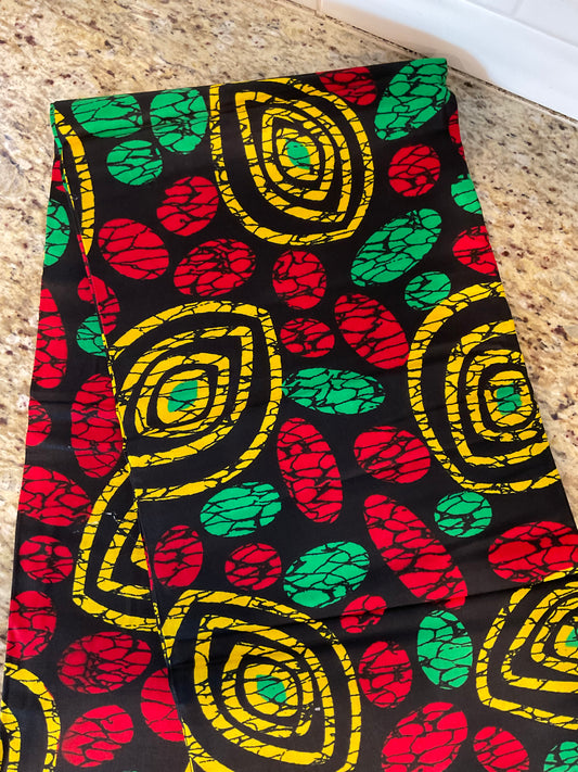 African fabric/Ankara fabric/ Danshiki/Danshiki fabric/African print/Ankara fabric for dress/ African textile for crafts/African Print/KM57/Red Green Yellow African Fabrics