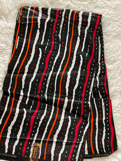 African Fabric/African prints/ Ankara fabric/ African fabric per yard/ African fabric for crafts/ African fabri/DK28/Black,White and red Fabric/African fabric by the yard