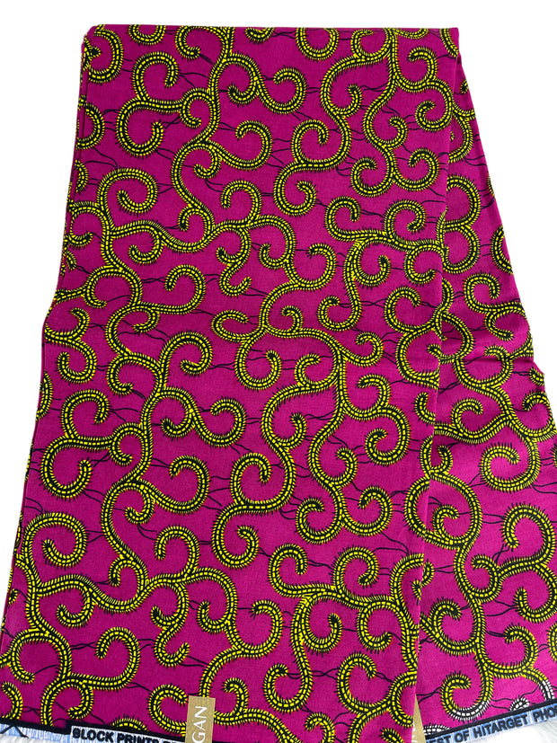 African Fabric/Ankara Pink and Gold Color/African Wax Print