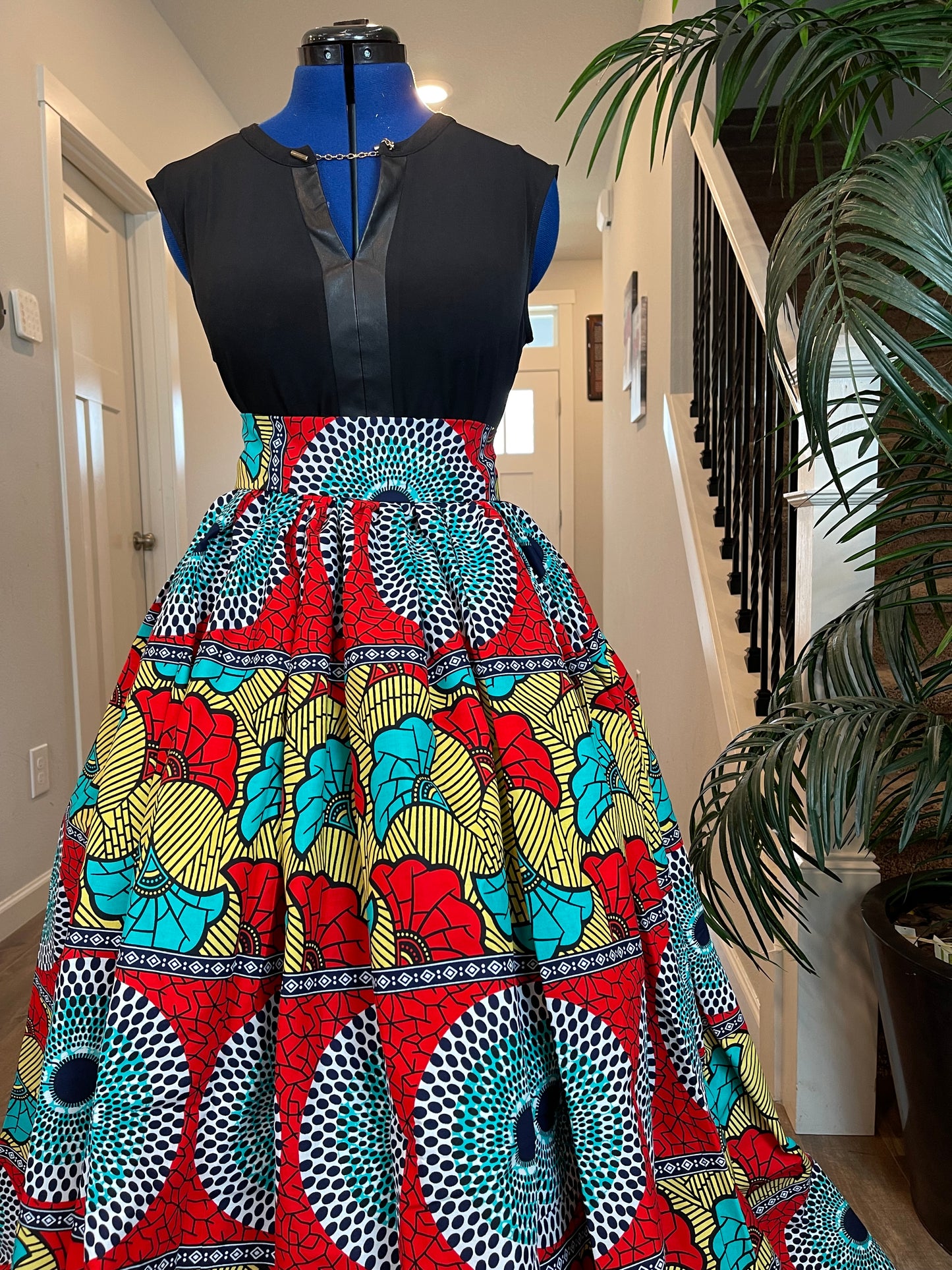 Green Orange Teal Circles African Skirt/Ankara Skirt/African Skirt For Women/African Clothing/VA12