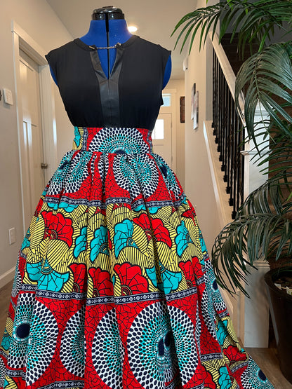Green Orange Teal Circles African Skirt/Ankara Skirt/African Skirt For Women/African Clothing/VA12