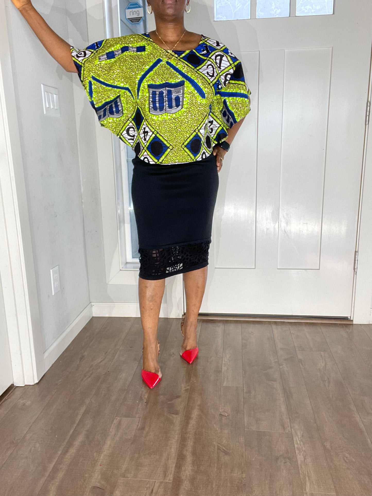 African Blouse/Ankara-Green and Blue Color Blouse/Summer Top/VA105