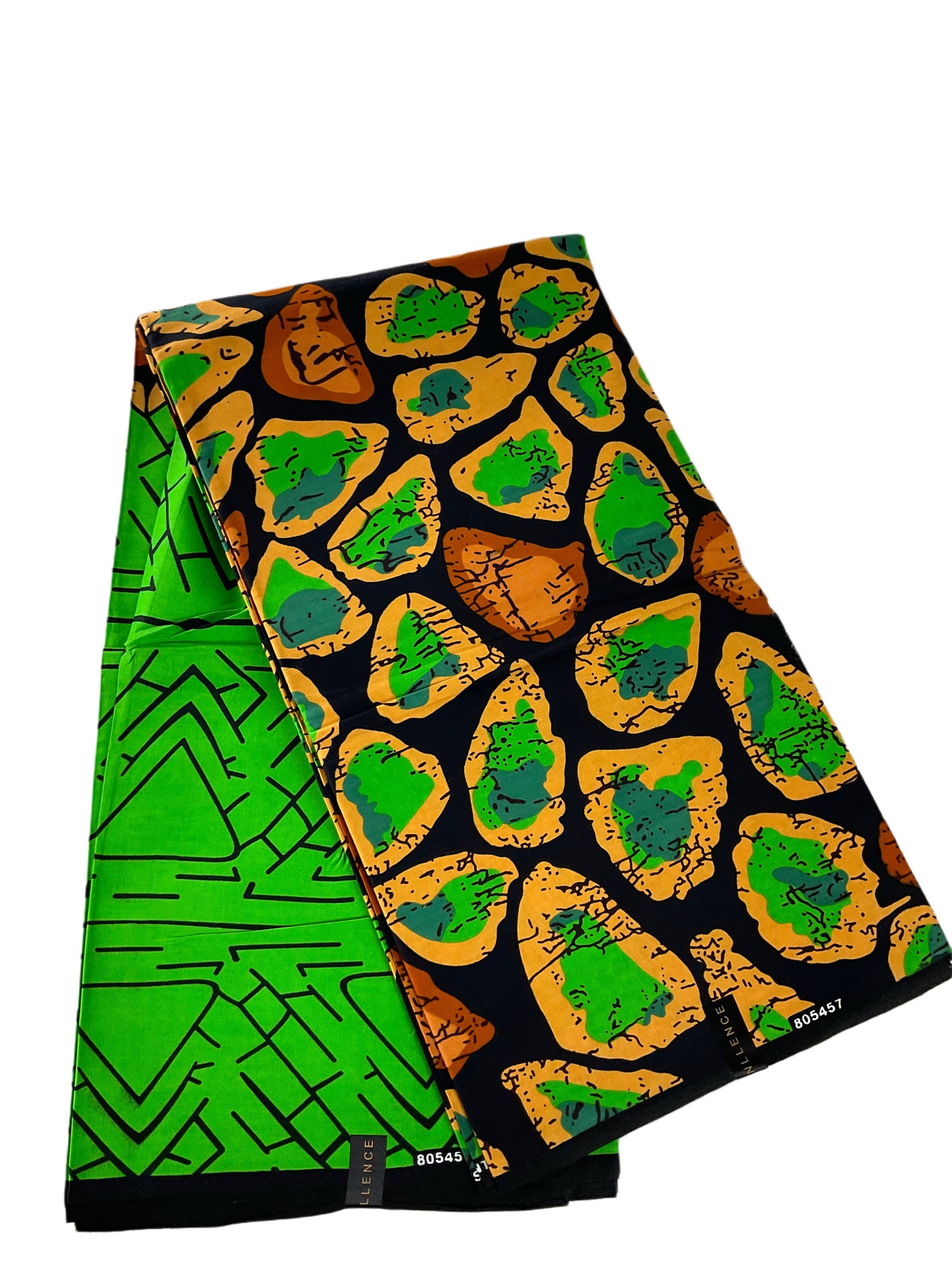 Green Brown African Print Fabric/Cotton Ankara 100%/Flora Print/KM1