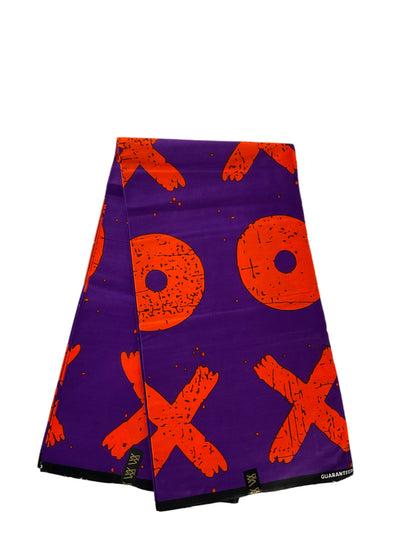 African Print Fabric/Ankara Print 6 Yards/Tribal Print Purple Orange By The Yard/ KM10k