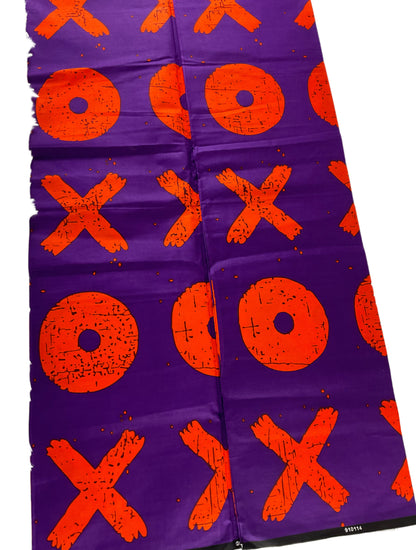 African Print Fabric/Ankara Print 6 Yards/Tribal Print Purple Orange By The Yard/ KM10k