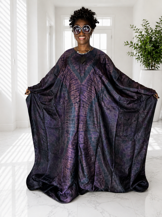African Silk Dress/Plus Size Dress/African Clothing/Purple
