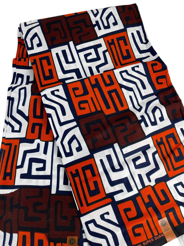 White and Brown African Fabric/Ankara Fabric/African Wax Print/KM57Q/