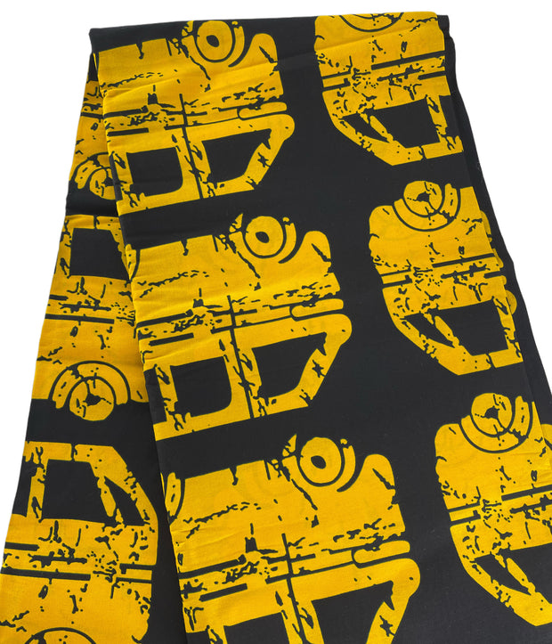 African fabric/Ankara fabric/ Danshiki/African print// African clothing/African Print/KM57B/Yellow and Black
