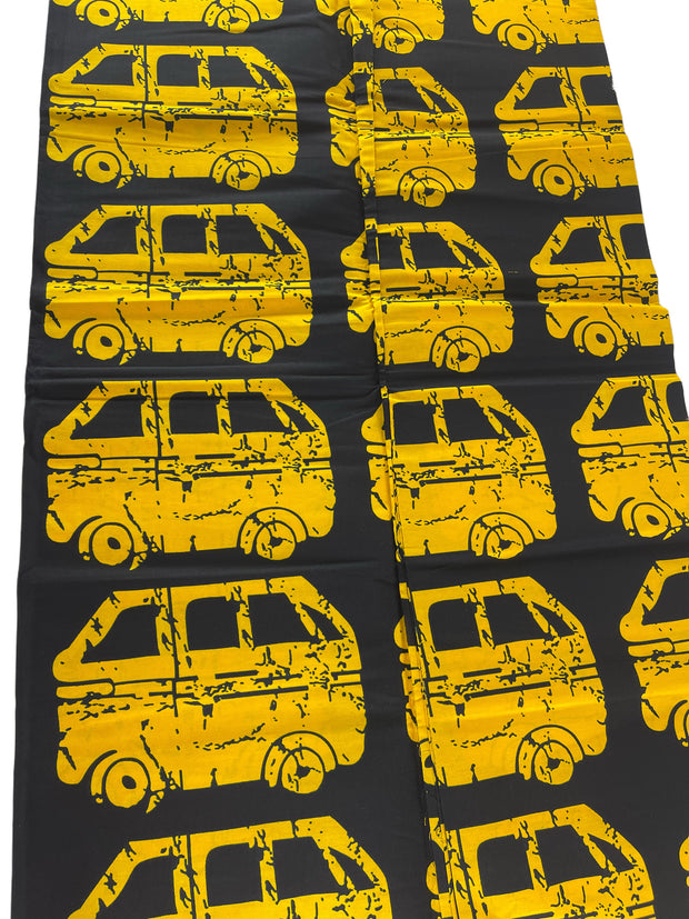 African fabric/Ankara fabric/ Danshiki/African print// African clothing/African Print/KM57B/Yellow and Black